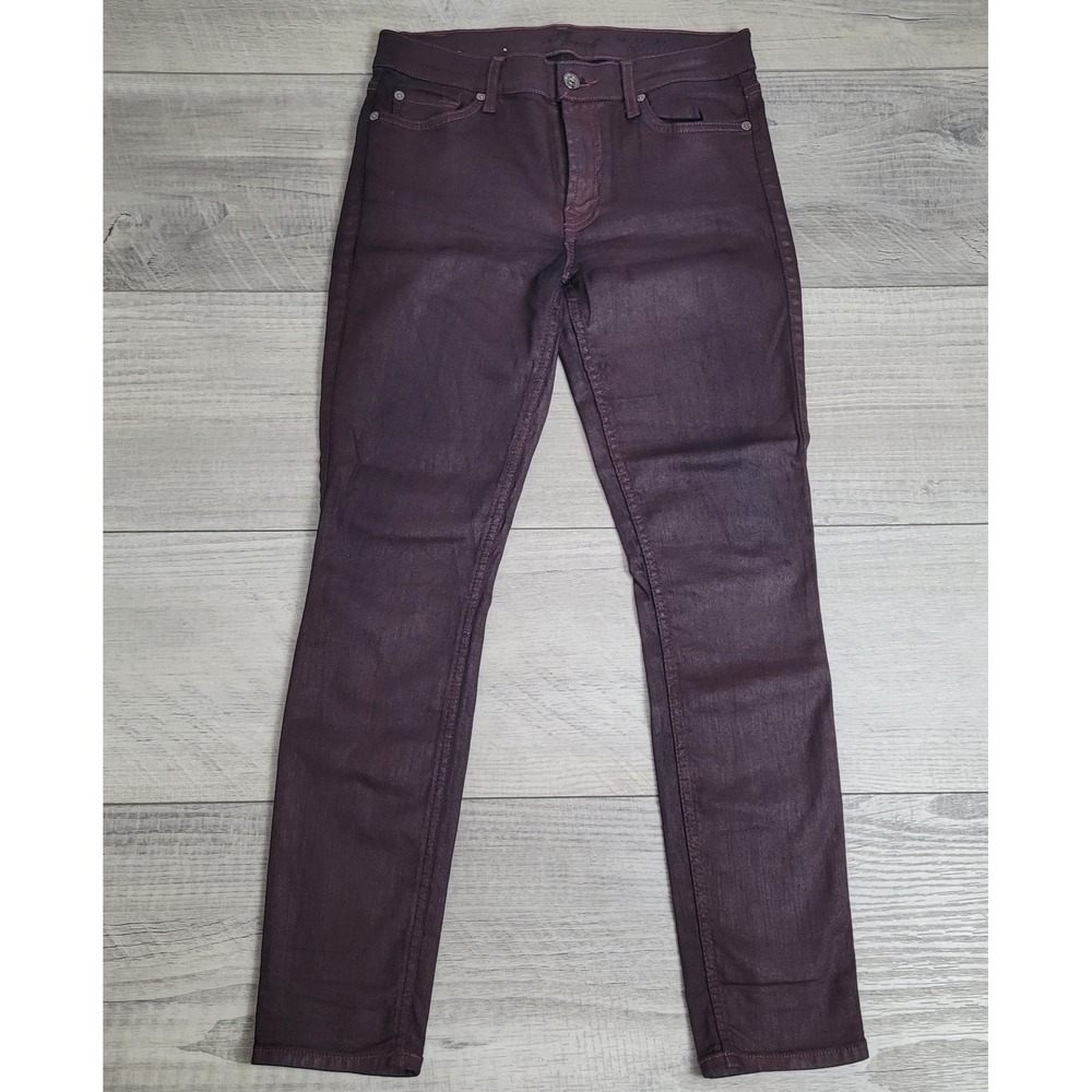 7 for All Mankind Jeans Women's 28 Coated Sheen Mid‎ Rise Ankle Skinny Y2k Boho
